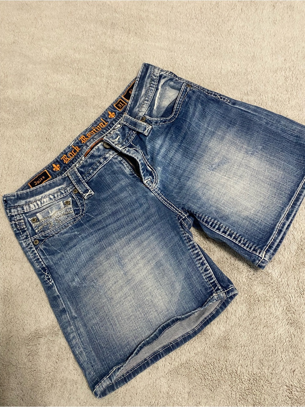 Rock Revival Blue Washed Denim Jean Shorts
